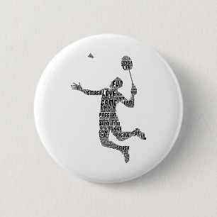 Badminton Player Shuttle Boys Youth Men Button