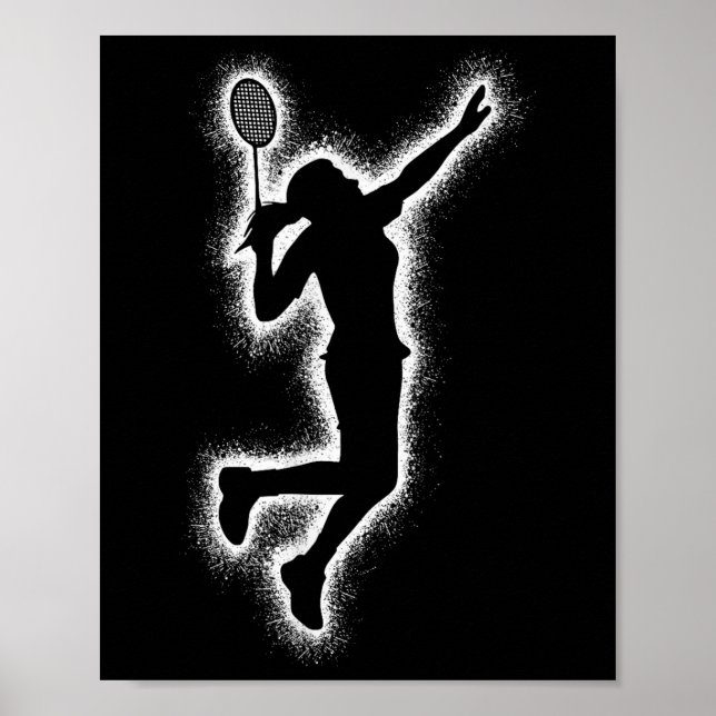 Badminton Player Shuttle Girls Kids Badminton Wome Poster (Vorne)