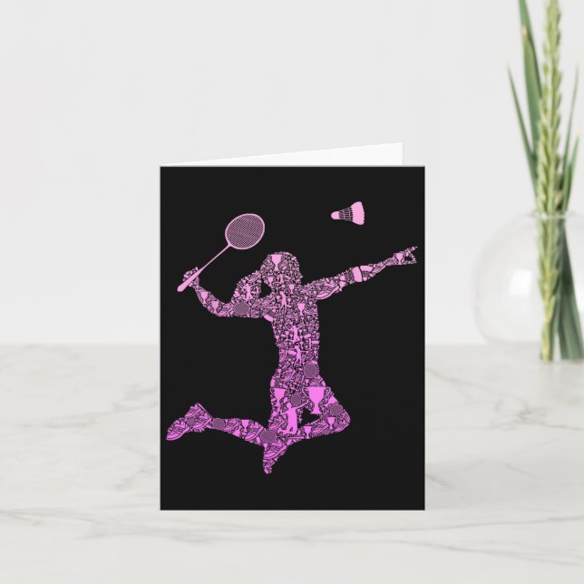 Badminton Player Shuttle Girls Women Karte (Vorderseite)