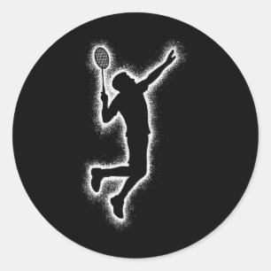 Badminton Player Shuttle Kids Boys Badminton Men Runder Aufkleber