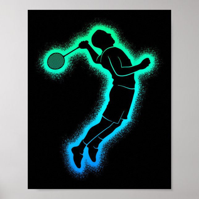 Badminton Player Shuttle Kids Men Badminton Boys Poster (Vorne)