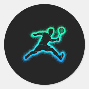 Badminton Player Shuttle Men Boys Badminton Kids Runder Aufkleber