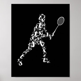 Badminton Player Silhouette Shuttlecock-Schläger Poster