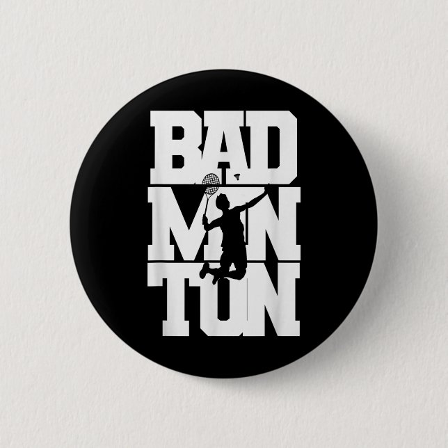 Badminton Player Smashing Shuttle Birdie Badminton Button (Vorderseite)