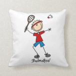 Badminton Player T - Shirt und Geschenke Kissen<br><div class="desc">Badminton Player T - Shirt,  Tasse,  Halsbecher,  Karten,  Aufkleber,  Kissen,  Zeitschriften,  Magnete,  Schlüsselanhänger und andere Badminton Kleidung und Geschenke mit einem Strichmännchen Badminton Player mit Schläger und Shuttlecock.</div>
