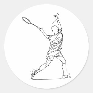 Badminton Player Zeichne Shuttlespiel für Jungen Runder Aufkleber