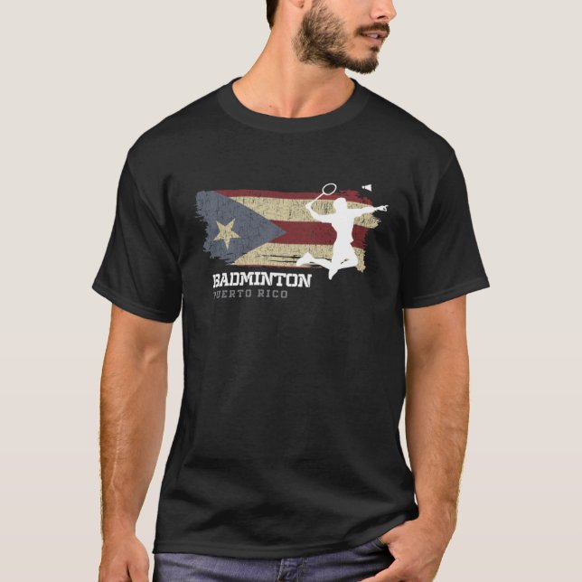 Badminton Puerto Rico Net Games Player Badminton T-Shirt (Vorderseite)