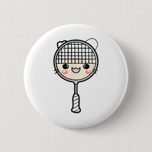 Badminton Racket Cartoon Face Shuttle Player Button