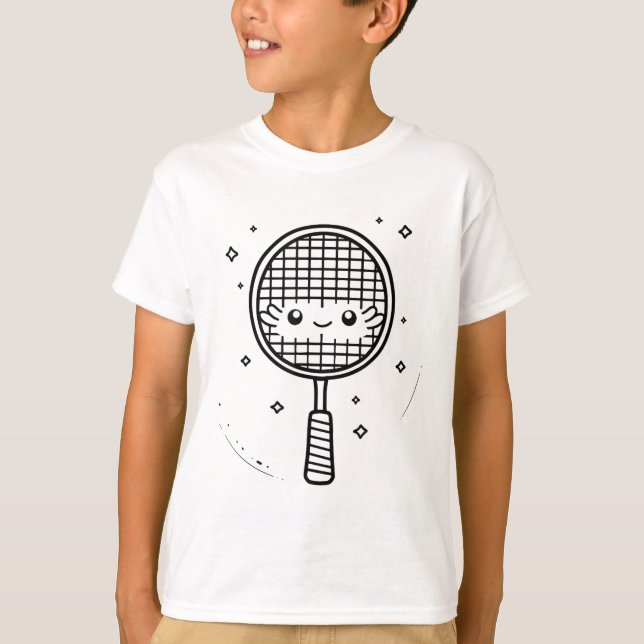 Badminton Racket Comic Shuttle T-Shirt (Vorderseite)