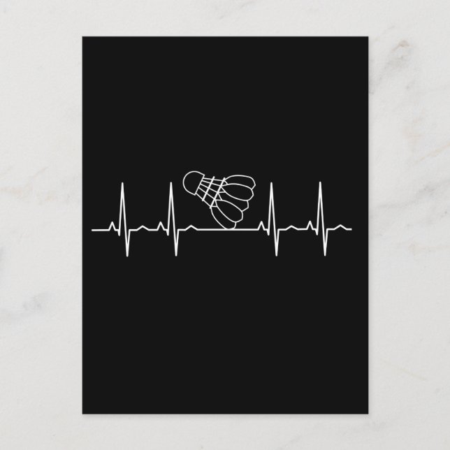 Badminton Racket Heartbeat Postkarte (Vorderseite)