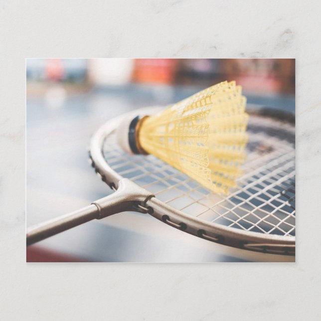 Badminton Racket und Birdie Foto Postkarte (Vorderseite)