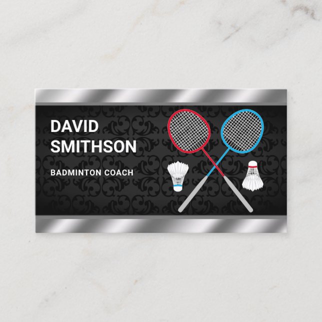 Badminton Rackets Shuttlecock Beruflich Coach Visitenkarte (Vorderseite)