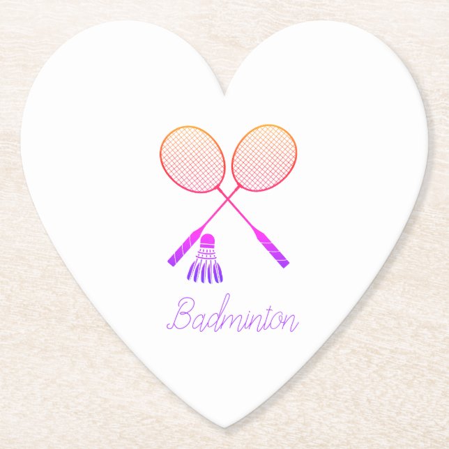 Badminton Rackets Shuttlecock Birdie Ombre Herz Untersetzer (Vorderseite)
