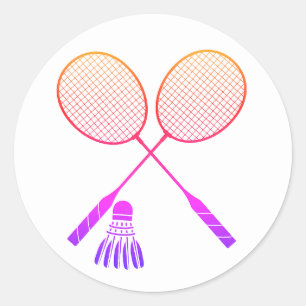 Badminton Rackets Shuttlecock Birdie Ombre Runder Aufkleber