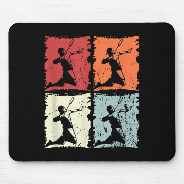 Badminton Retro Badminton Player, Shuttle Mousepad (Vorne)