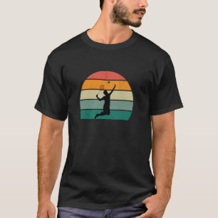 Badminton Retro Sunset Mens Womens T-Shirt