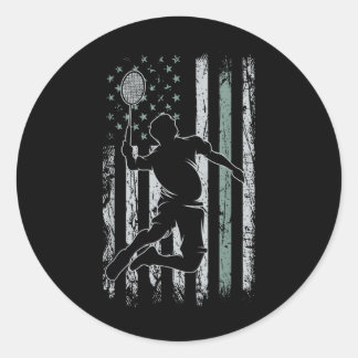 Badminton Retro USA Flaggenschiff 4. Juli Badmi Runder Aufkleber