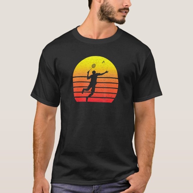 Badminton Retro Vintag Sunset T-Shirt (Vorderseite)