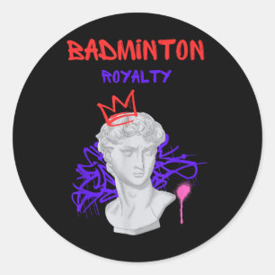 Badminton Royalty Griechische Statue Champion Athl Runder Aufkleber