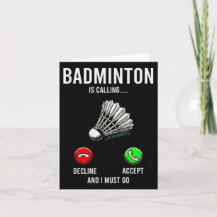 Badminton ruft Decline Accept Fun Sprichwort an Karte