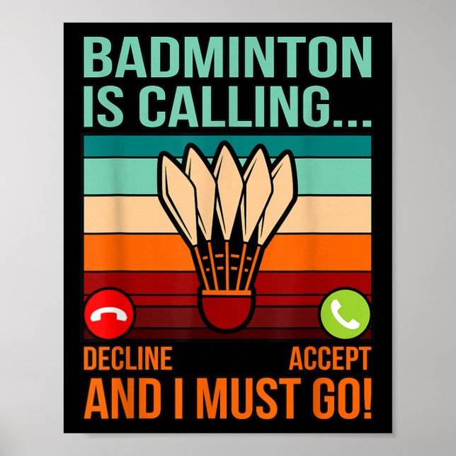 Badminton ruft Shuttle Lover Player Coach Gr Poster (Vorne)