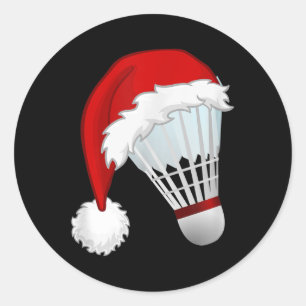 Badminton Santa Hut Sport Weihnachten  Runder Aufkleber