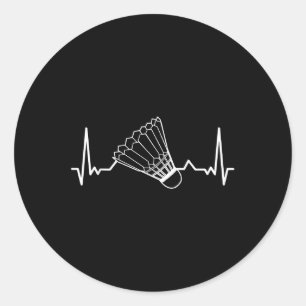 Badminton Shuttle Court Game Sport Heartbeat Badmi Runder Aufkleber