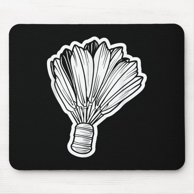 Badminton Shuttle Line Art Mousepad (Vorne)