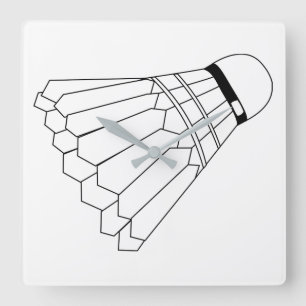 Badminton Shuttle Quadratische Wanduhr