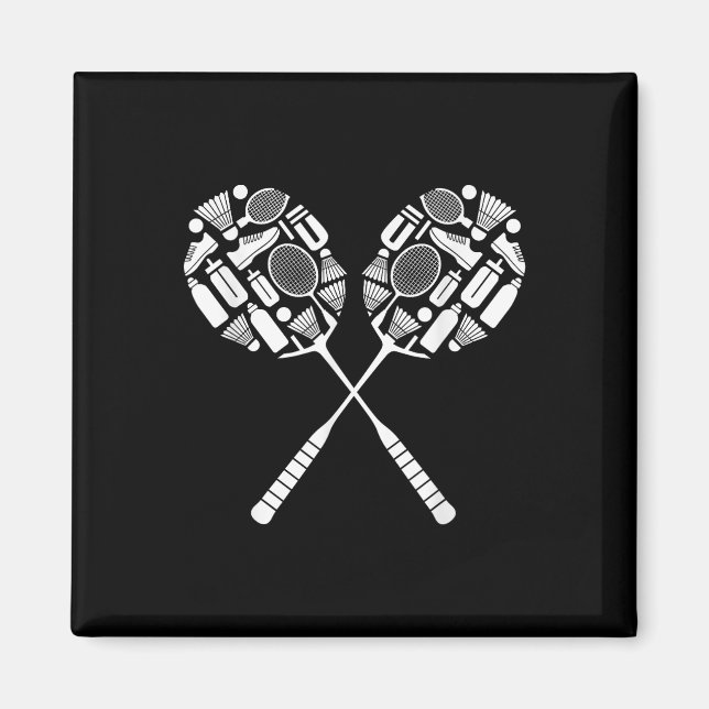 Badminton Shuttle Racket Equipment Icon Silhouette Magnet (Vorne)