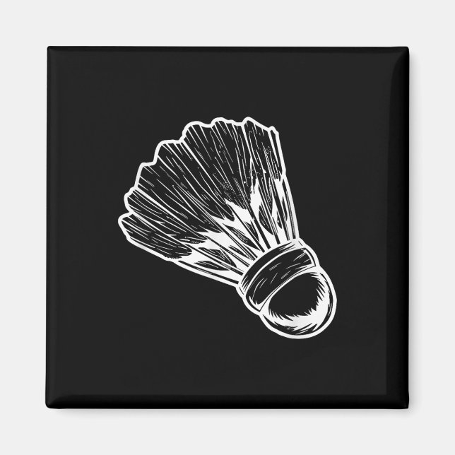 Badminton Shuttle Sketch Badmintonist Magnet (Vorne)