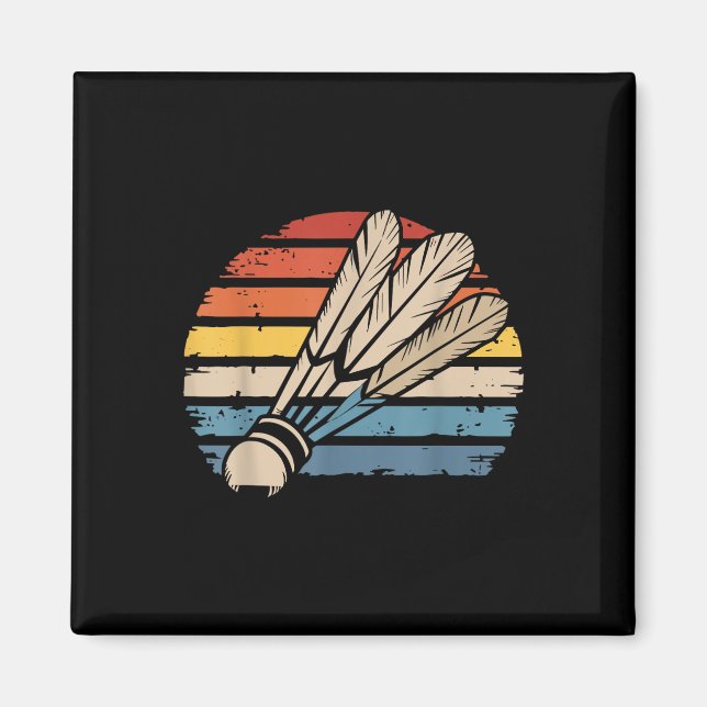 Badminton Shuttle Sunset Distressed Funny Shuttle Magnet (Vorne)