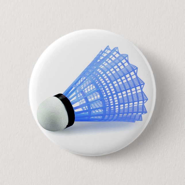 Badminton Shuttlecock Birdie Blue Sports Button (Vorderseite)