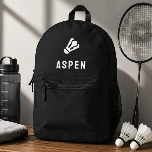 Badminton Shuttlecock Modern Black Name Bedruckter Rucksack