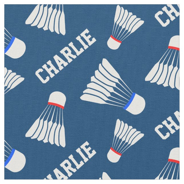 Badminton Shuttlecockblau Namensgewebe Stoff (Nahaufnahme)