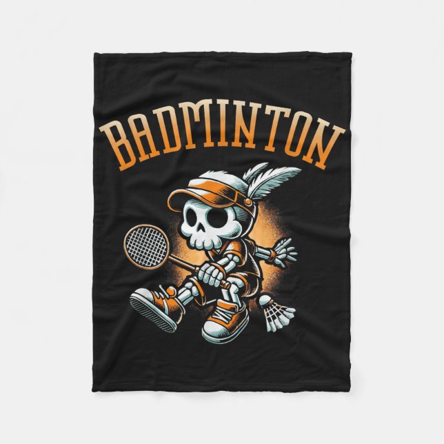 Badminton Skelett mit Racket und Shuttle Fleecedecke (Vorderseite)
