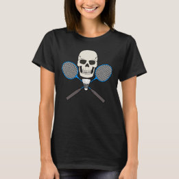 BADMINTON SKULL Pirate Piratenflagge T - Shirt Des