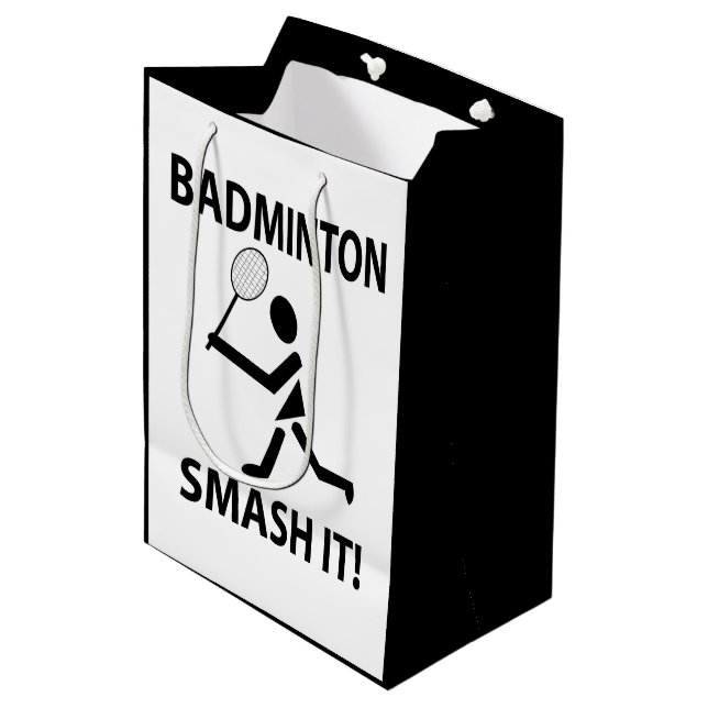 Badminton Smash It Sports Player Badminton Mittlere Geschenktüte (Vorderseite Schrägansicht)