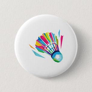 Badminton Spiel Federball Sport Badminton Pop Art Button