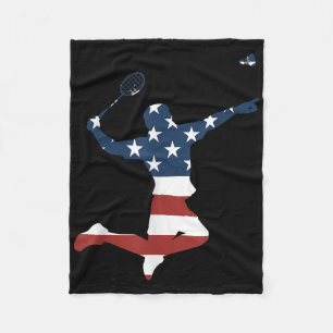 Badminton-Spieler Amerikanische Flagge Bekleidung Fleecedecke