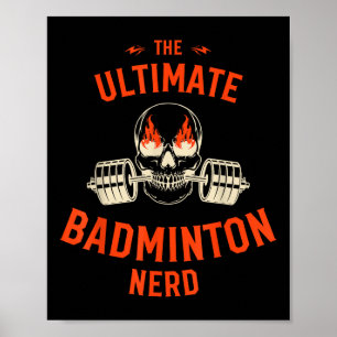 Badminton-Spieler Flammender Totenkopf Langhantel Poster