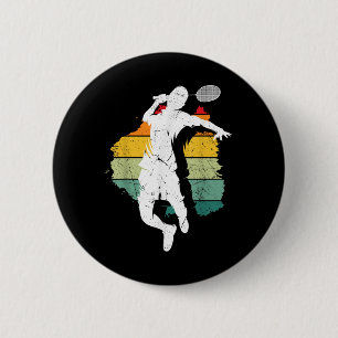 Badminton-Spieler Retro-Badminton-Team Shuttlecock Button