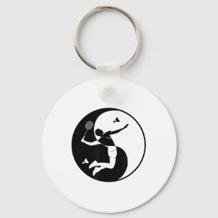 Badminton-Spieler-Spielhütte Yin-Yang-Symbol-Badm Schlüsselanhänger