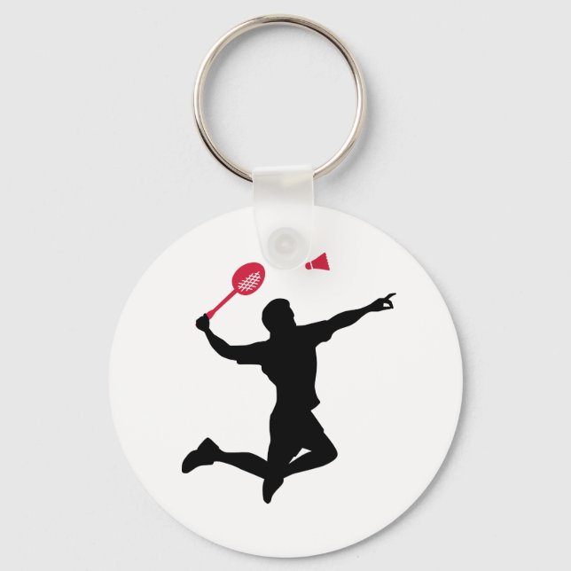 Badminton-Spieler-Sprung Schlüsselanhänger (Vorderseite)