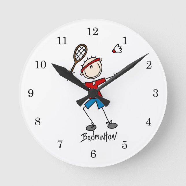Badminton-Spieler-T - Shirts und Geschenke Runde Wanduhr (Vorderseite)