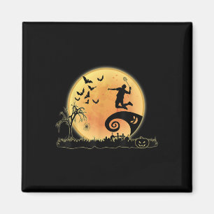 Badminton-Spieler und Mond-Silhouette Halloween-Ko Magnet