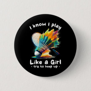 Badminton-Spielerin Federball Schläger Sport Button