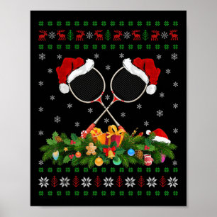 Badminton-Sportliebhaber Xmas Santa hässliches Bad Poster