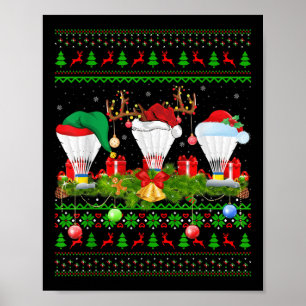 Badminton Sports Lover Xmas Santa Ugly Badminton C Poster