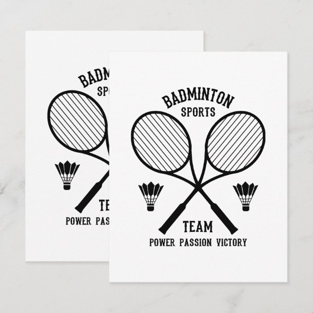 Badminton Sports Team RSVP Karte (Vorne/Hinten)